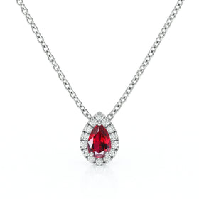 Collier rubis entourage diamant Coup de Foudre - 5