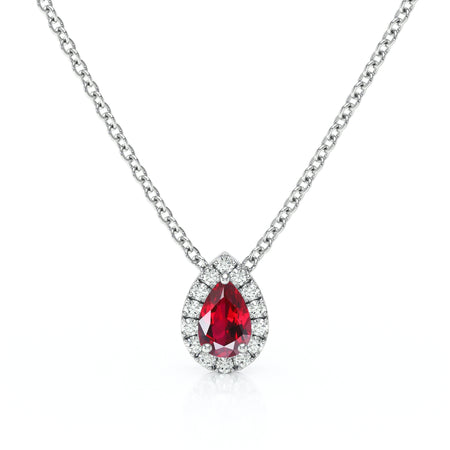 Collier rubis entourage diamant Coup de Foudre - 5