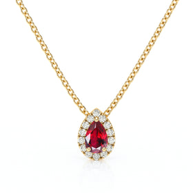 Collier rubis entourage diamant Coup de Foudre - 5