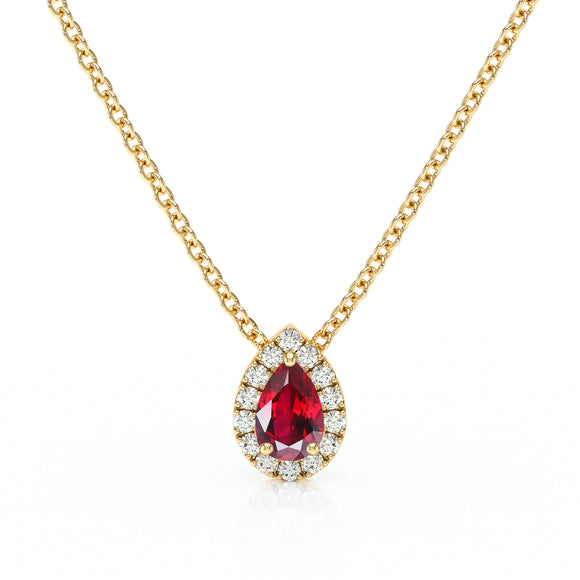 Collier rubis entourage diamant Coup de Foudre - 5