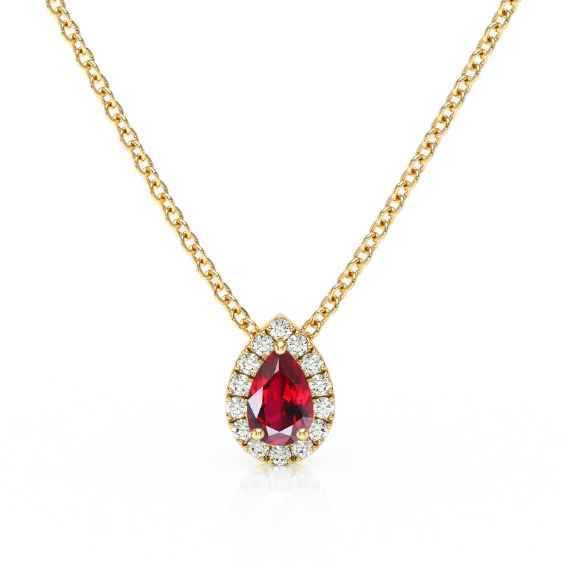 Collier rubis entourage diamant Coup de Foudre - 5
