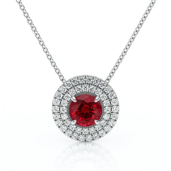 Collier entourage rubis diamant Coup de Foudre - 6