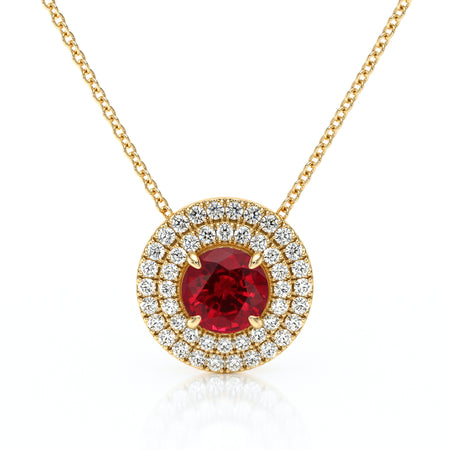 Collier entourage rubis diamant Coup de Foudre - 6