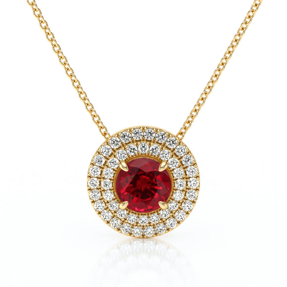Collier entourage rubis diamant Coup de Foudre - 6