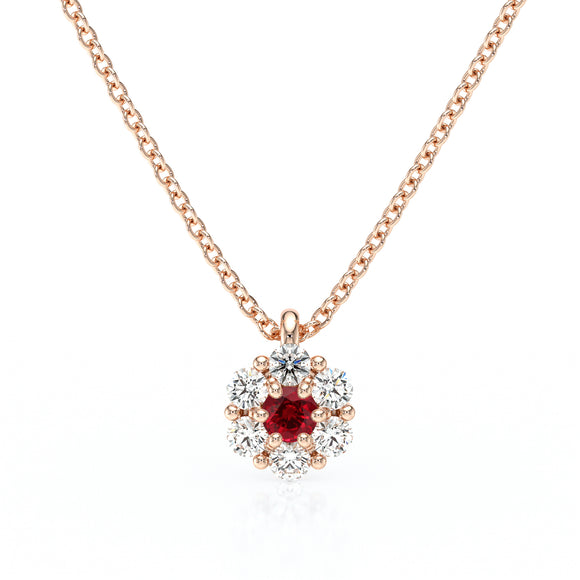 Collier entourage rubis diamant Pour la Vie - 9