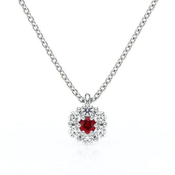 Collier entourage rubis diamant Pour la Vie - 9