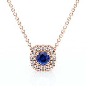Collier saphir entourage diamant Coup de Foudre - 1