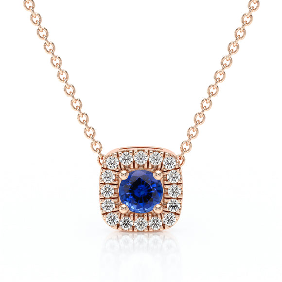 Collier saphir entourage diamant Coup de Foudre - 1