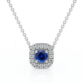 Collier saphir entourage diamant Coup de Foudre - 1