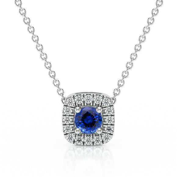 Collier saphir entourage diamant Coup de Foudre - 1