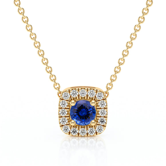 Collier saphir entourage diamant Coup de Foudre - 1