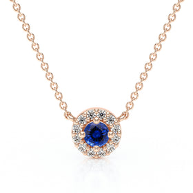 Collier saphir entourage diamant Coup de Foudre - 2