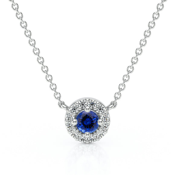 Collier saphir entourage diamant Coup de Foudre - 2