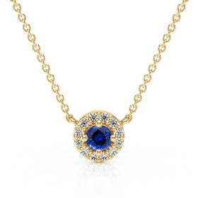 Collier saphir entourage diamant Coup de Foudre - 2