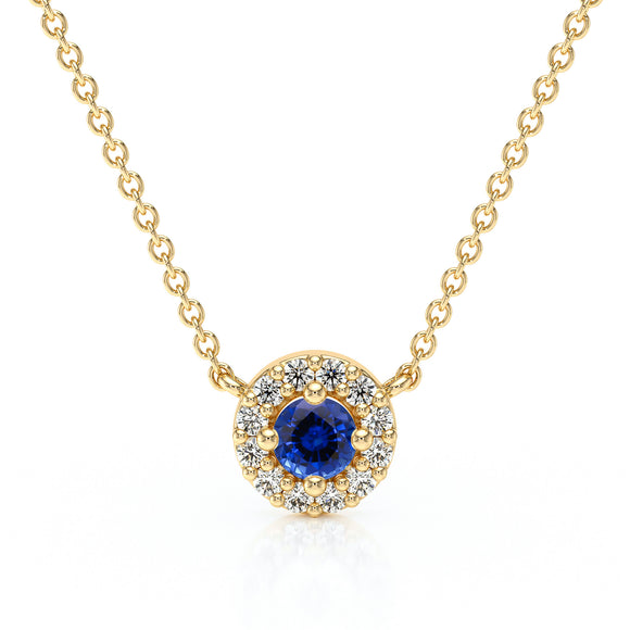 Collier saphir entourage diamant Coup de Foudre - 2