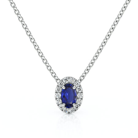 Collier saphir entourage diamant Coup de Foudre - 3