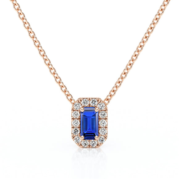 Collier saphir entourage diamant Coup de Foudre - 4