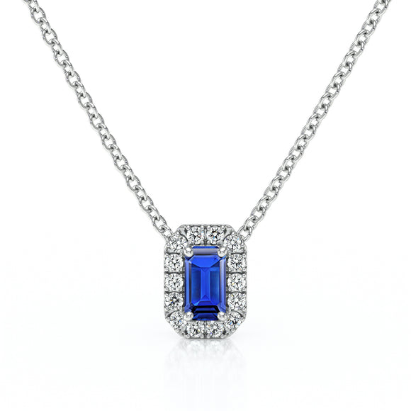 Collier saphir entourage diamant Coup de Foudre - 4