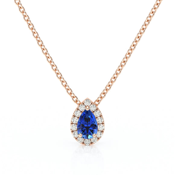 Collier saphir entourage diamant Coup de Foudre - 5