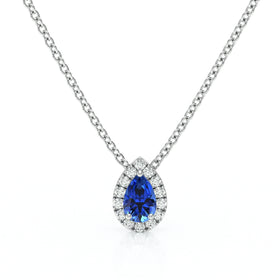 Collier saphir entourage diamant Coup de Foudre - 5