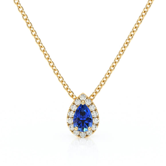 Collier saphir entourage diamant Coup de Foudre - 5