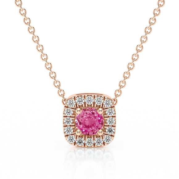Collier saphir rose entourage diamant Coup de Foudre - 1