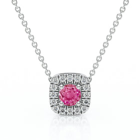 Collier saphir rose entourage diamant Coup de Foudre - 1