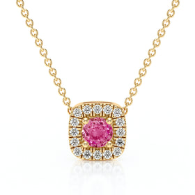 Collier saphir rose entourage diamant Coup de Foudre - 1