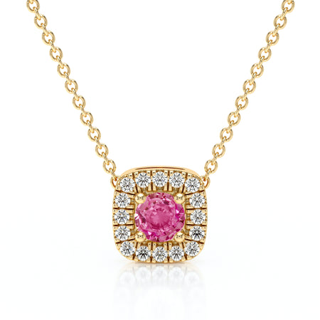 Collier saphir rose entourage diamant Coup de Foudre - 1