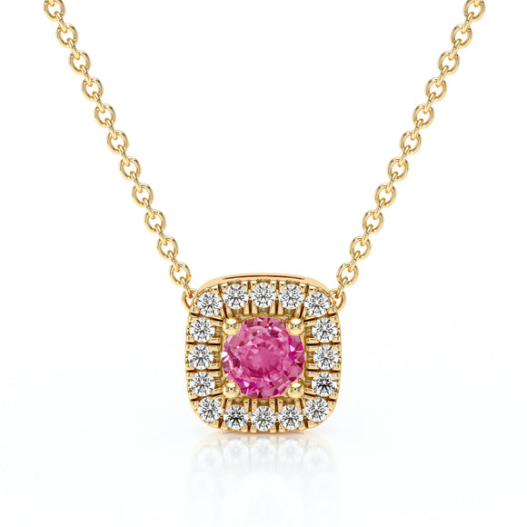 Collier saphir rose entourage diamant Coup de Foudre - 1