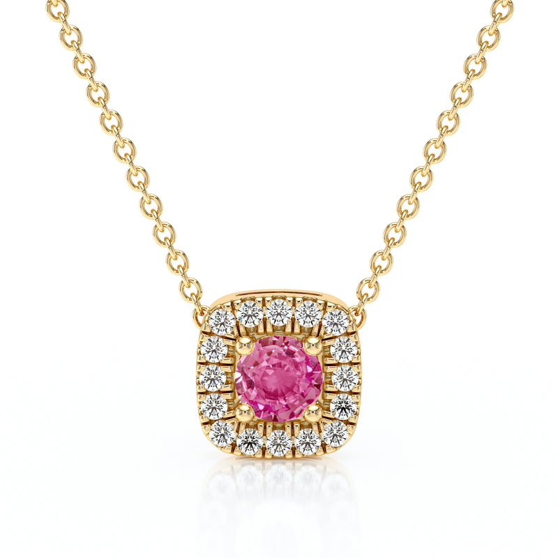 Collier saphir rose entourage diamant Coup de Foudre - 1