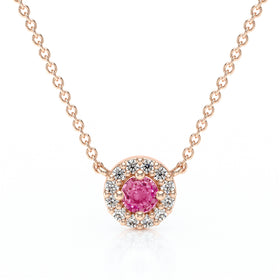 Collier saphir rose entourage diamant Coup de Foudre - 2