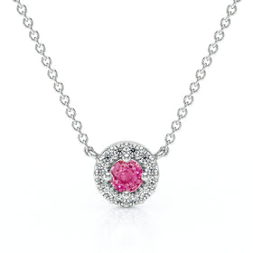 Collier saphir rose entourage diamant Coup de Foudre - 2