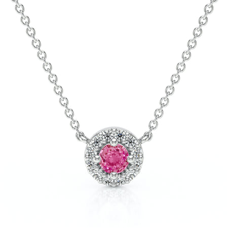 Collier saphir rose entourage diamant Coup de Foudre - 2