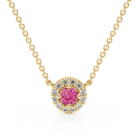 Collier saphir rose entourage diamant Coup de Foudre - 2