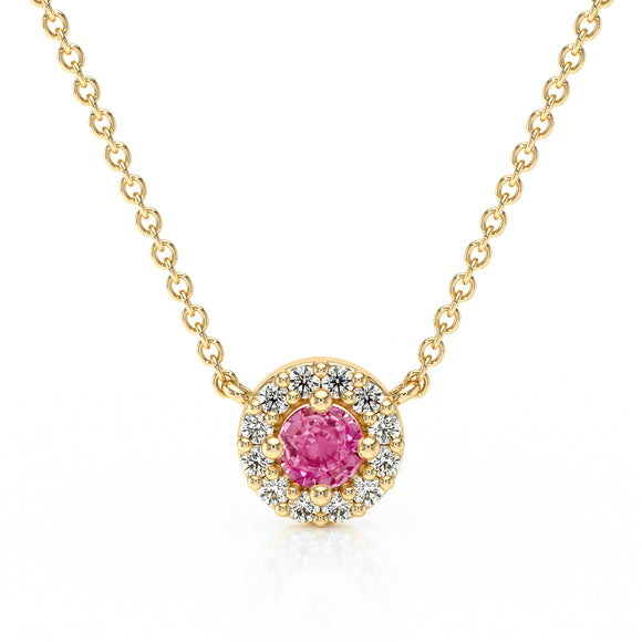 Collier saphir rose entourage diamant Coup de Foudre - 2