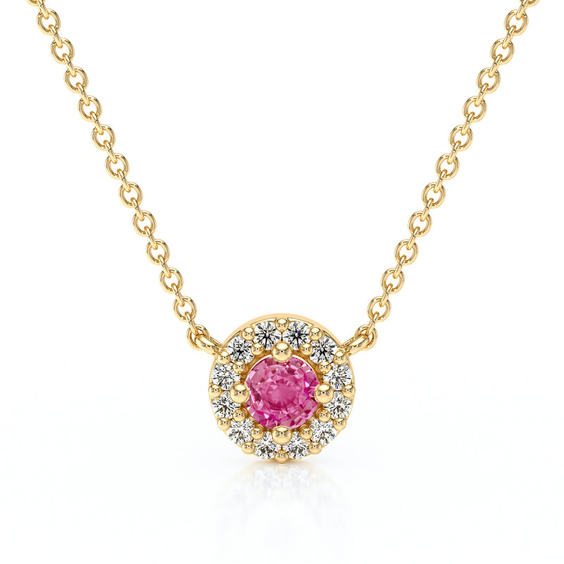 Collier saphir rose entourage diamant Coup de Foudre - 2