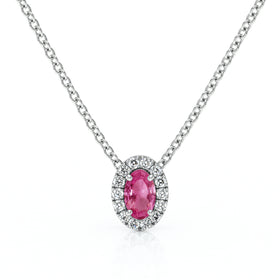 Collier saphir rose entourage diamant Coup de Foudre - 3