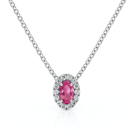 Collier saphir rose entourage diamant Coup de Foudre - 3