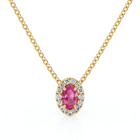 Collier saphir rose entourage diamant Coup de Foudre - 3