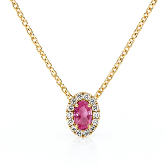 Collier saphir rose entourage diamant Coup de Foudre - 3