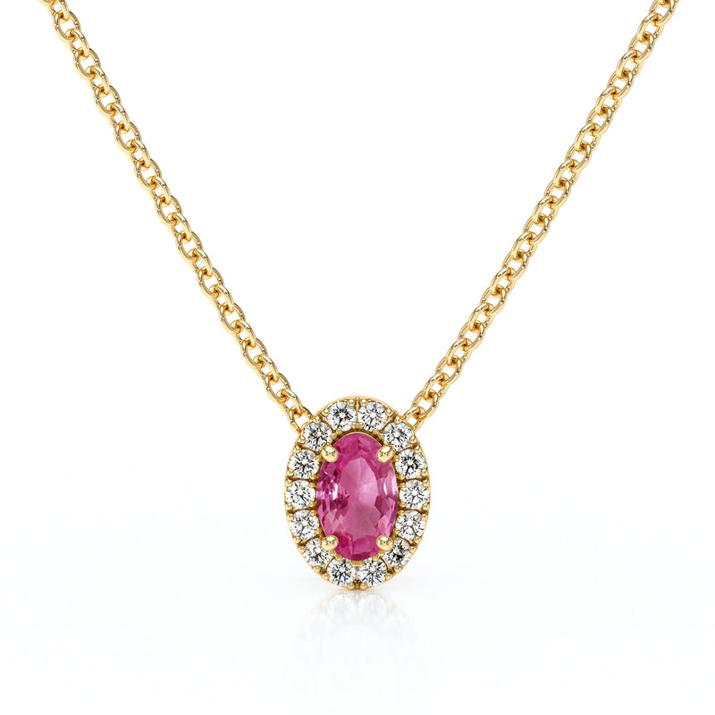 Collier saphir rose entourage diamant Coup de Foudre - 3