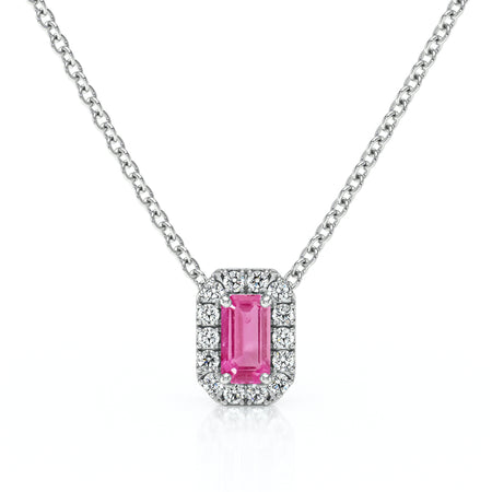 Collier saphir rose entourage diamant Coup de Foudre - 4