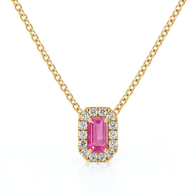 Collier saphir rose entourage diamant Coup de Foudre - 4
