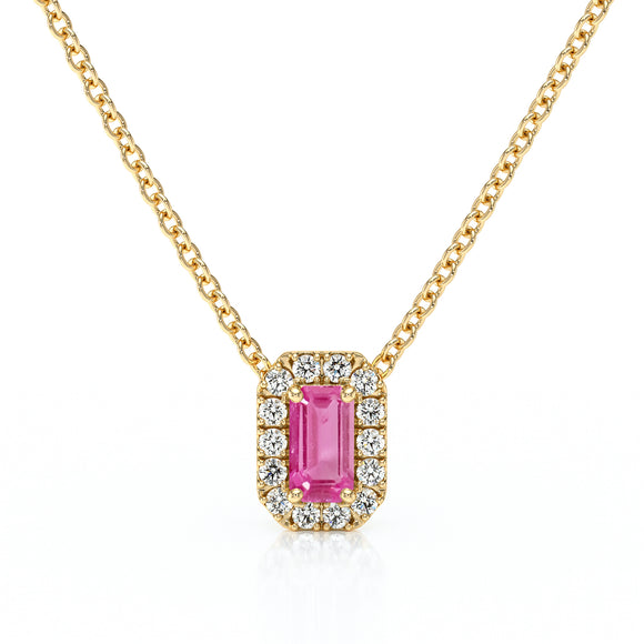 Collier saphir rose entourage diamant Coup de Foudre - 4