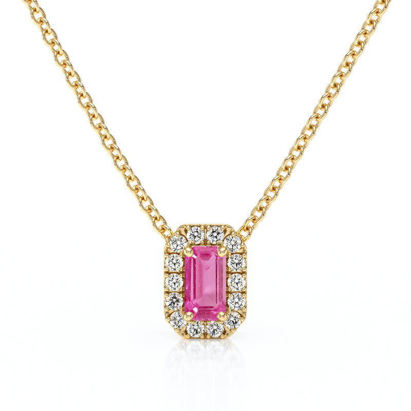 Collier saphir rose entourage diamant Coup de Foudre - 4