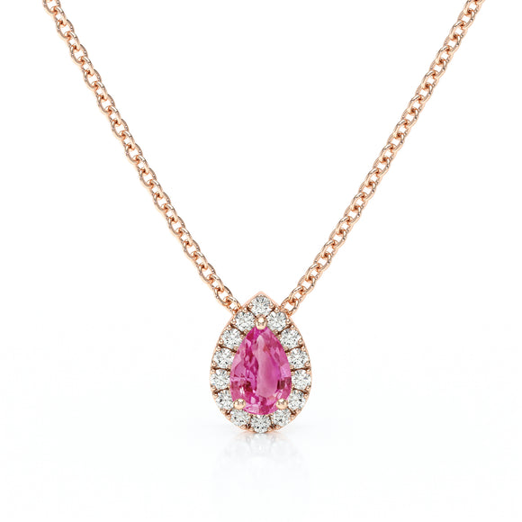 Collier saphir rose entourage diamant Coup de Foudre - 5