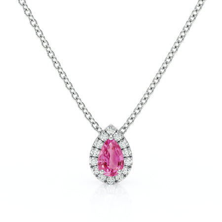 Collier saphir rose entourage diamant Coup de Foudre - 5