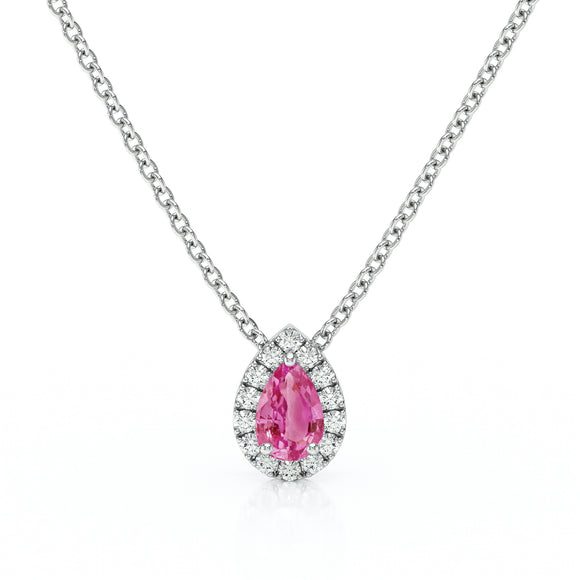 Collier saphir rose entourage diamant Coup de Foudre - 5