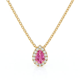 Collier saphir rose entourage diamant Coup de Foudre - 5